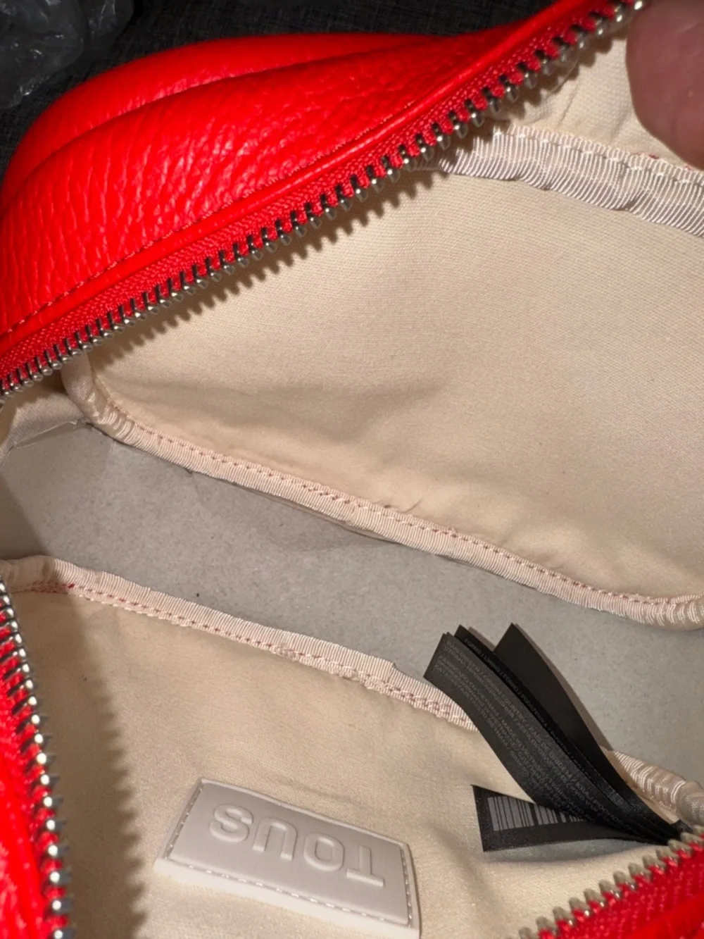 Tous Miranda Reporter Red Leather Crossbody Bag with Wide Logo Strap - Picture 15 of 17